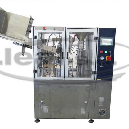 Plastic tubes filler with sealing system with receiving/feeding hopper and controlled by HMI