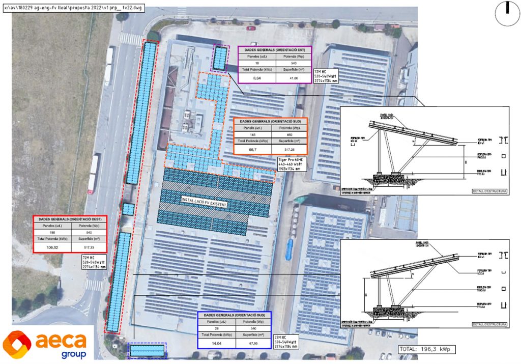Plànol de la instal·lació de la planta fotovoltaica de Lleal